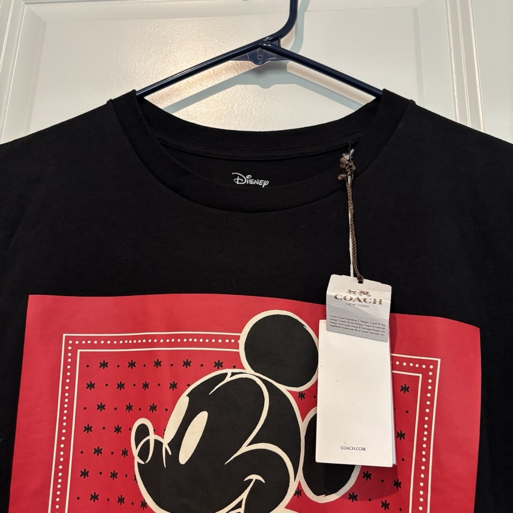 Coach x Disney collaboration Mickey Mouse BLACK T-shirt size S Ladies NWT - Picture 2 of 7